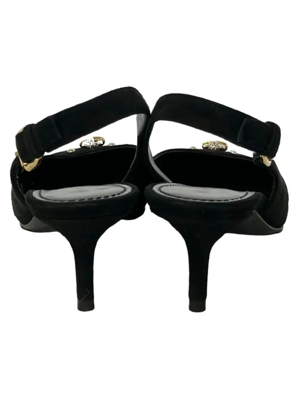 Louis Vuitton Sandals 36.5 Black Silver Gold